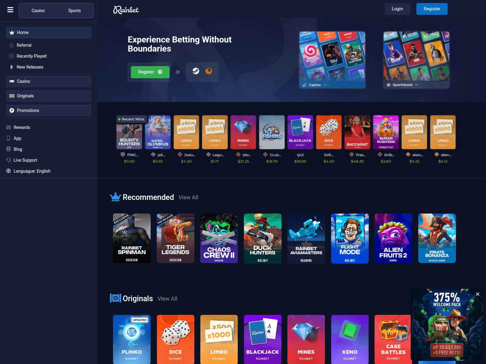 Screenshot of rainbetbonus.net