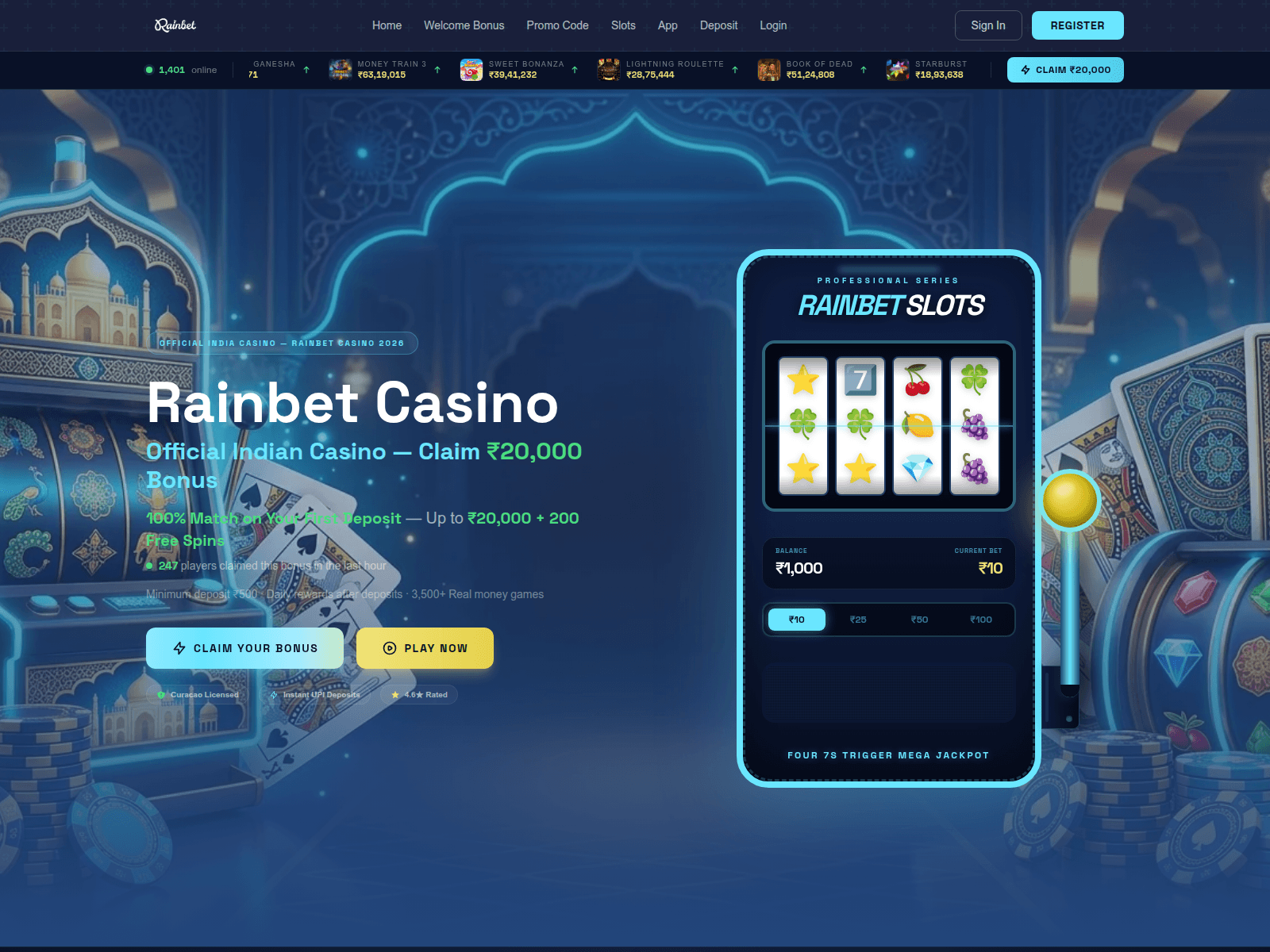 Screenshot of rainbet-casino-india.com