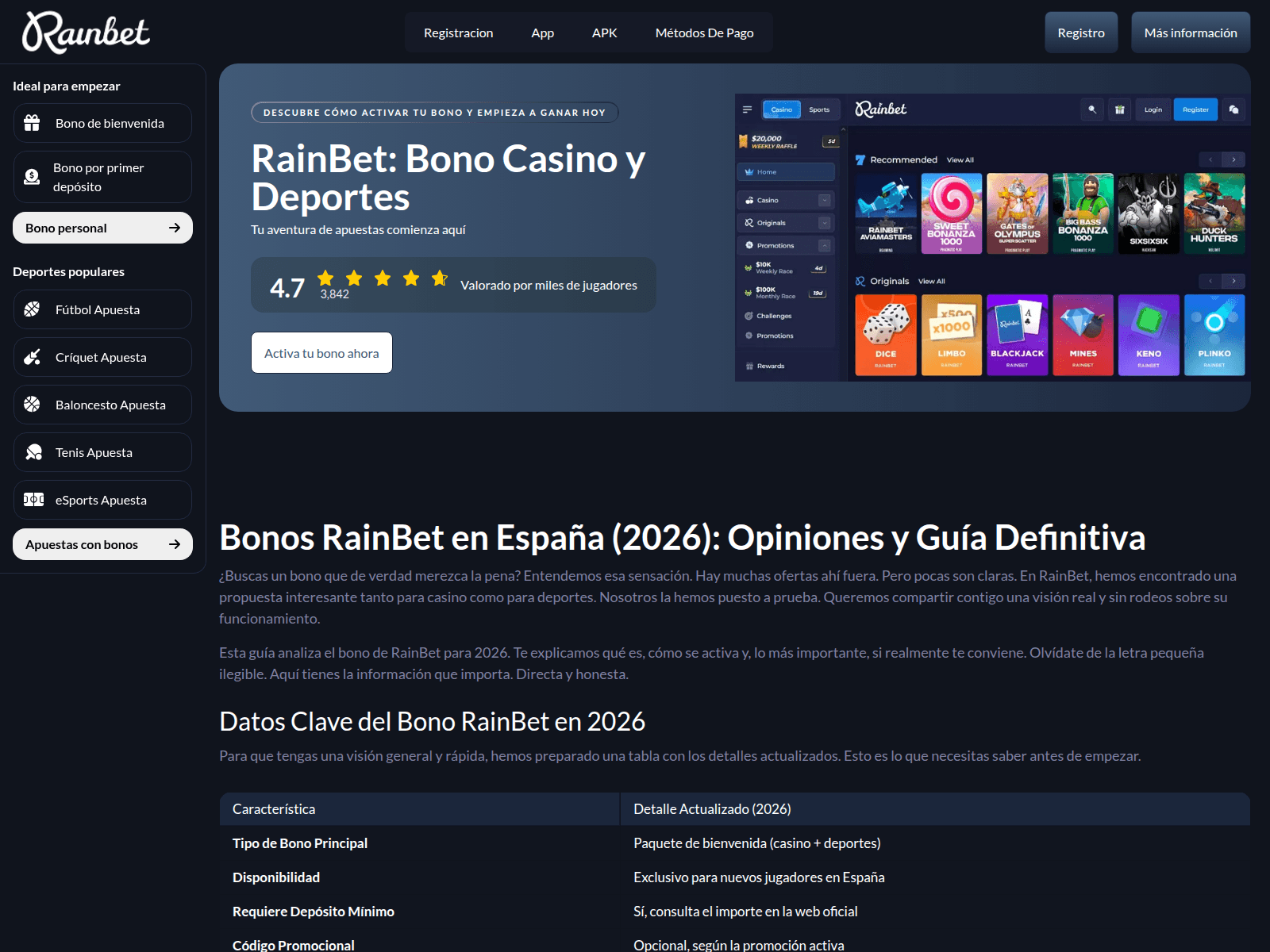 Screenshot of rainbet-bonos-espana.com