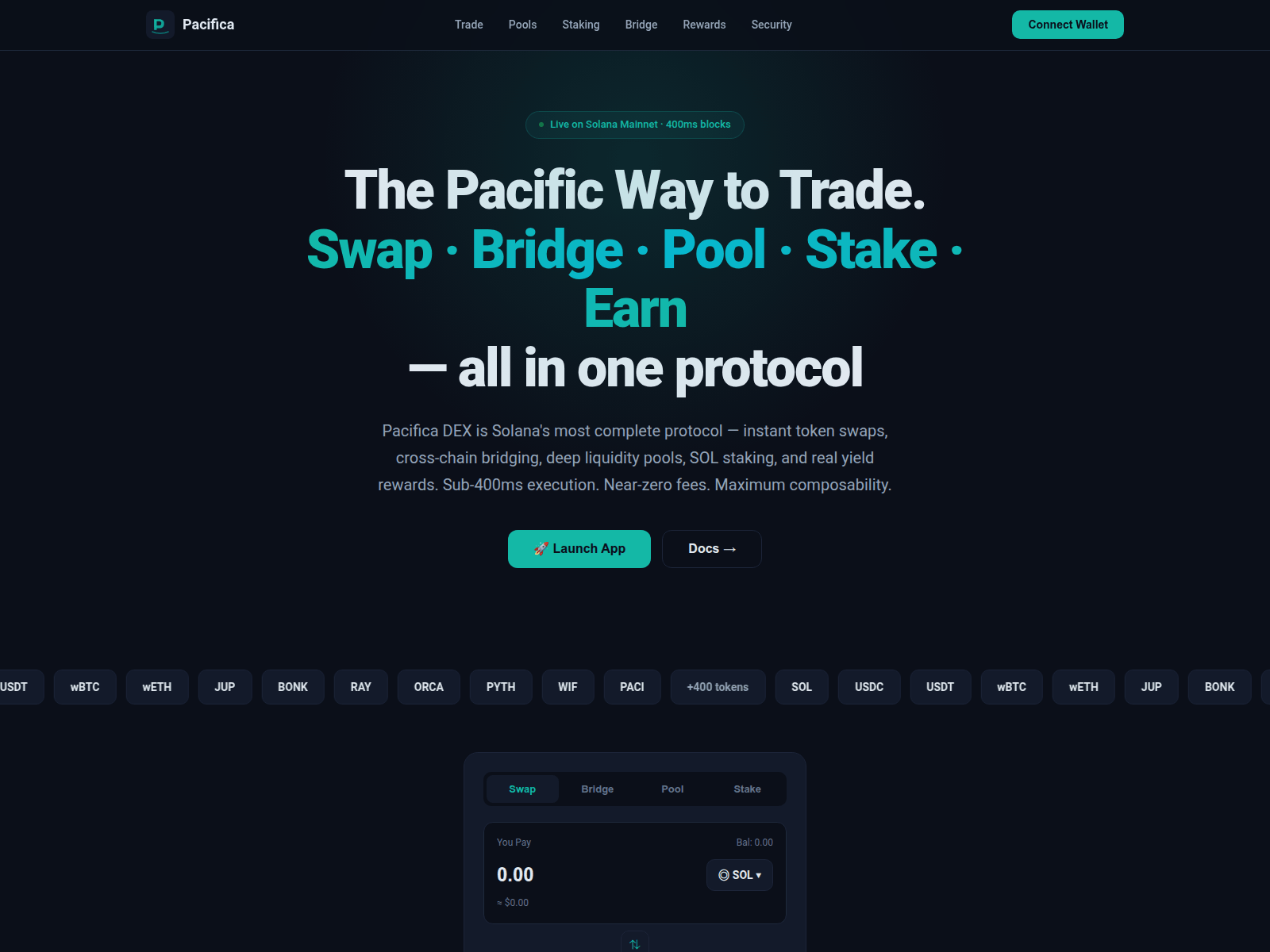 Screenshot of pacifica-dex.com