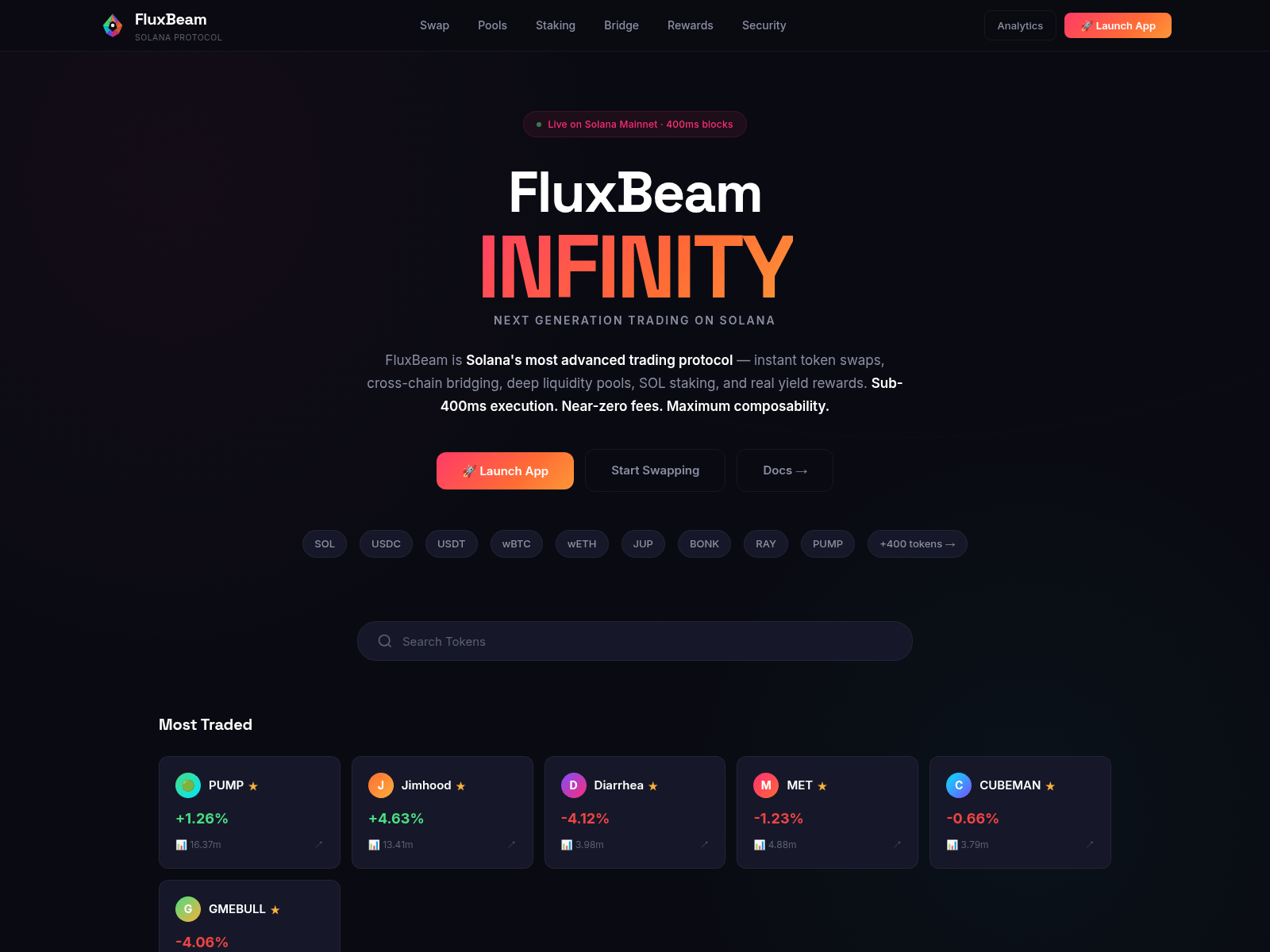 Screenshot of fluxbeam-dex.xyz