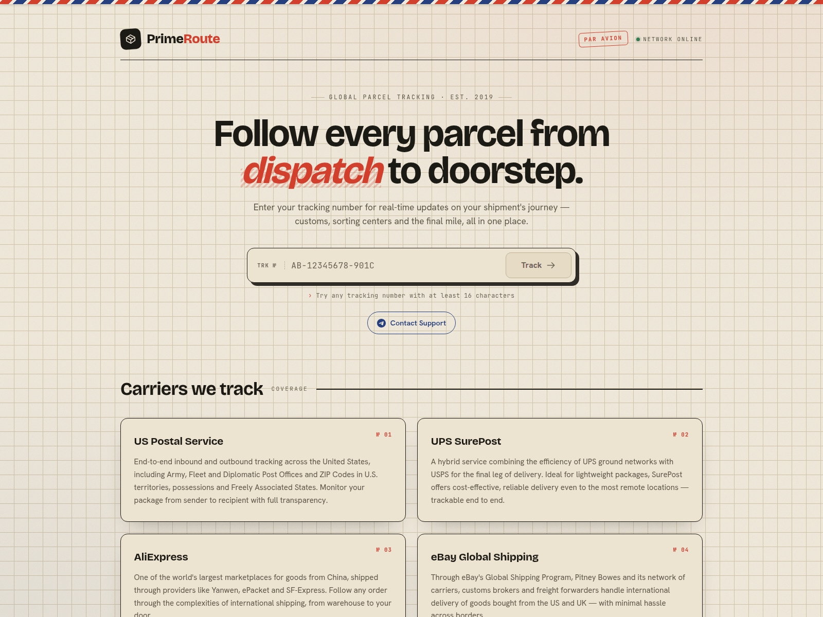 Screenshot of prime-route-logistics.com