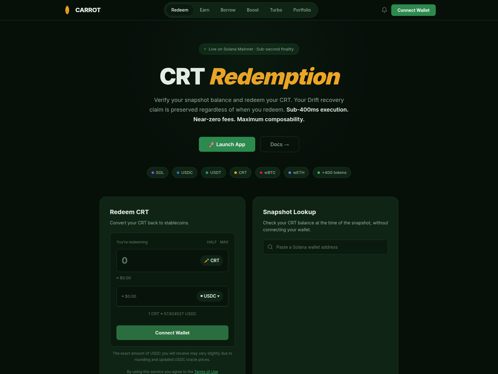 Screenshot of defi-carrot.xyz