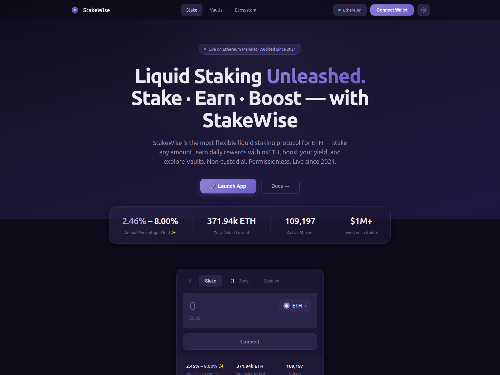 Screenshot of stakewise-stake.com