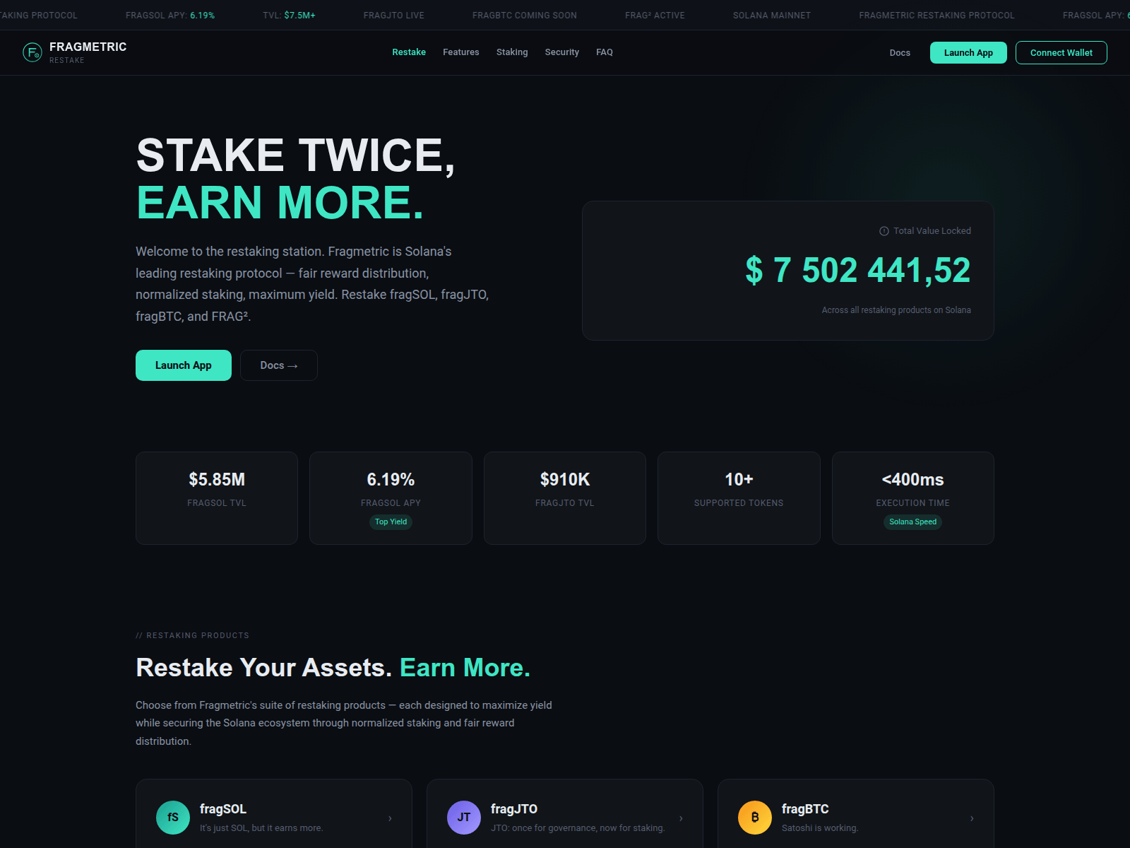 Screenshot of fragmetric-restaked.com