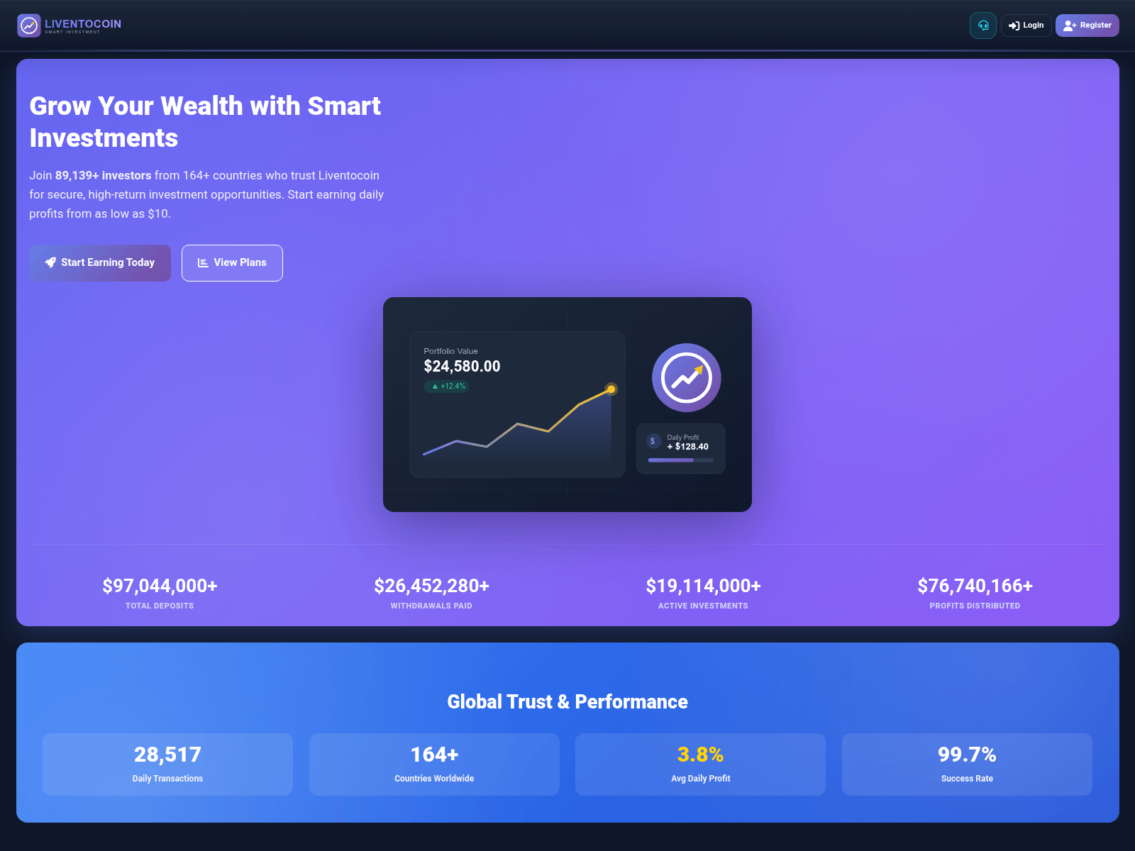 Screenshot of liventocoin.com
