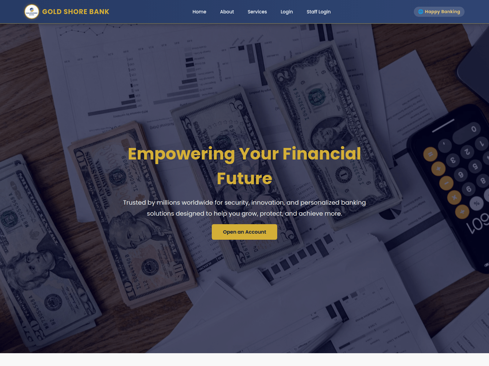 Screenshot of goldshorebank.com