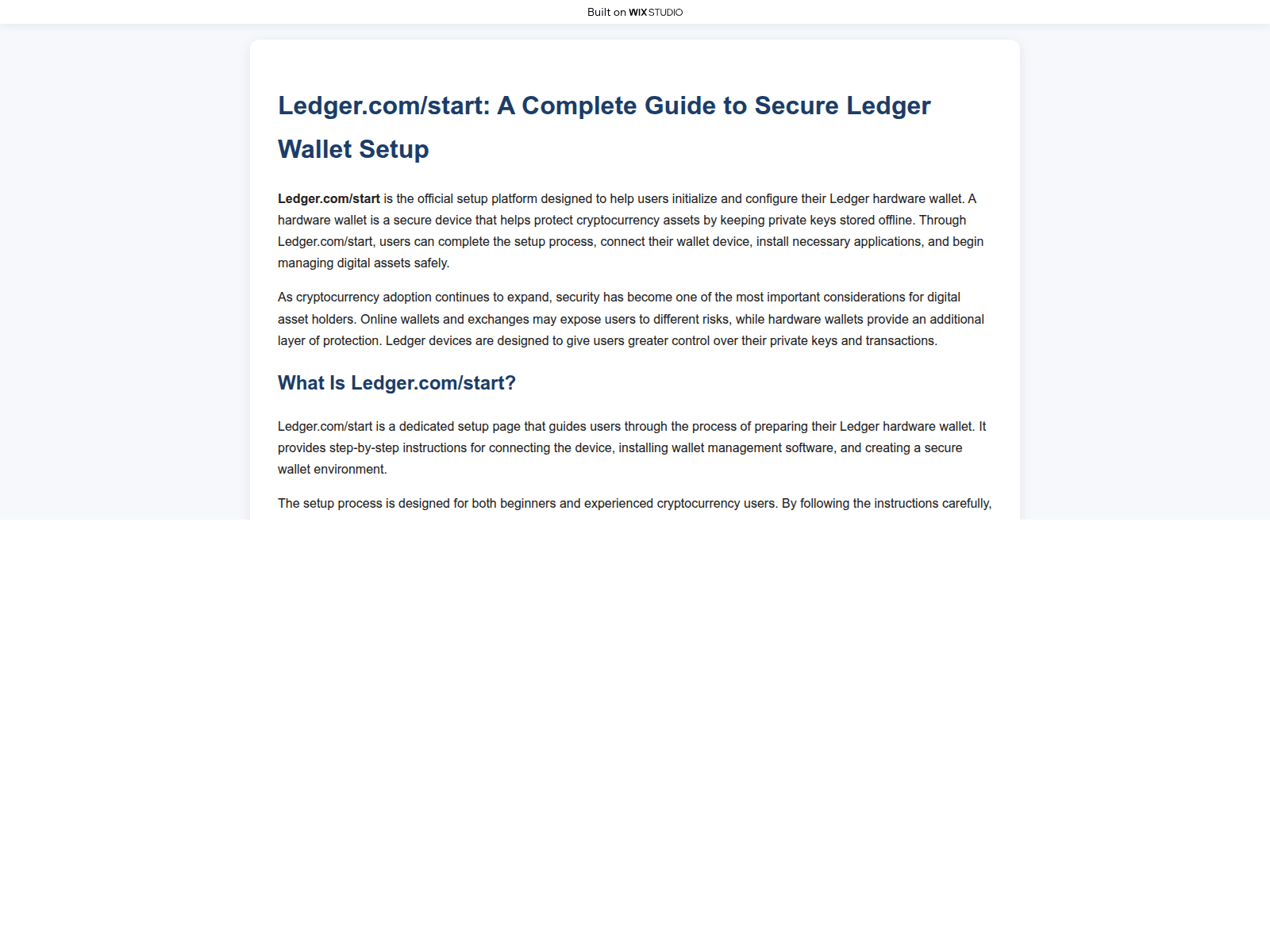 Screenshot of startofficialedger.wixstudio.com
