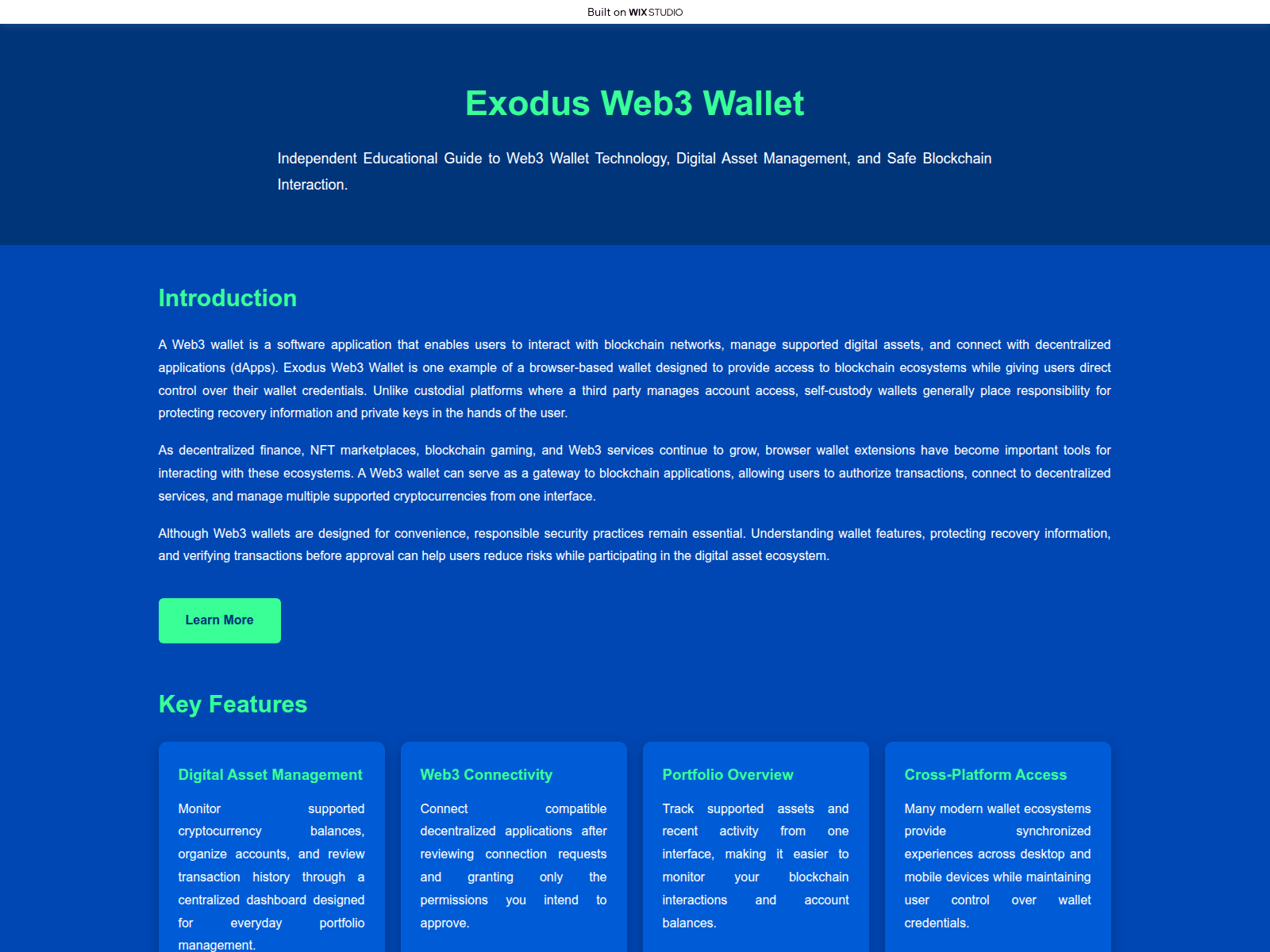 Screenshot of webintro-exo-dus.wixstudio.com