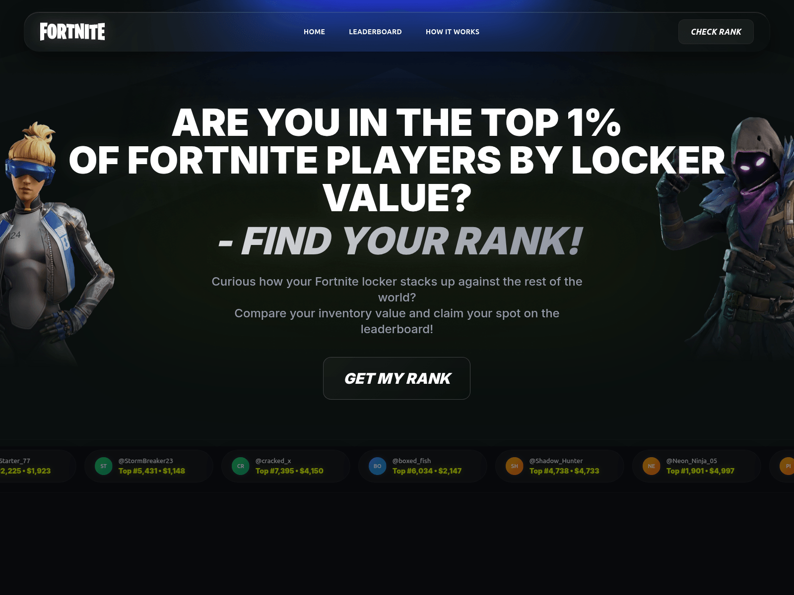 Screenshot of fnstat.live