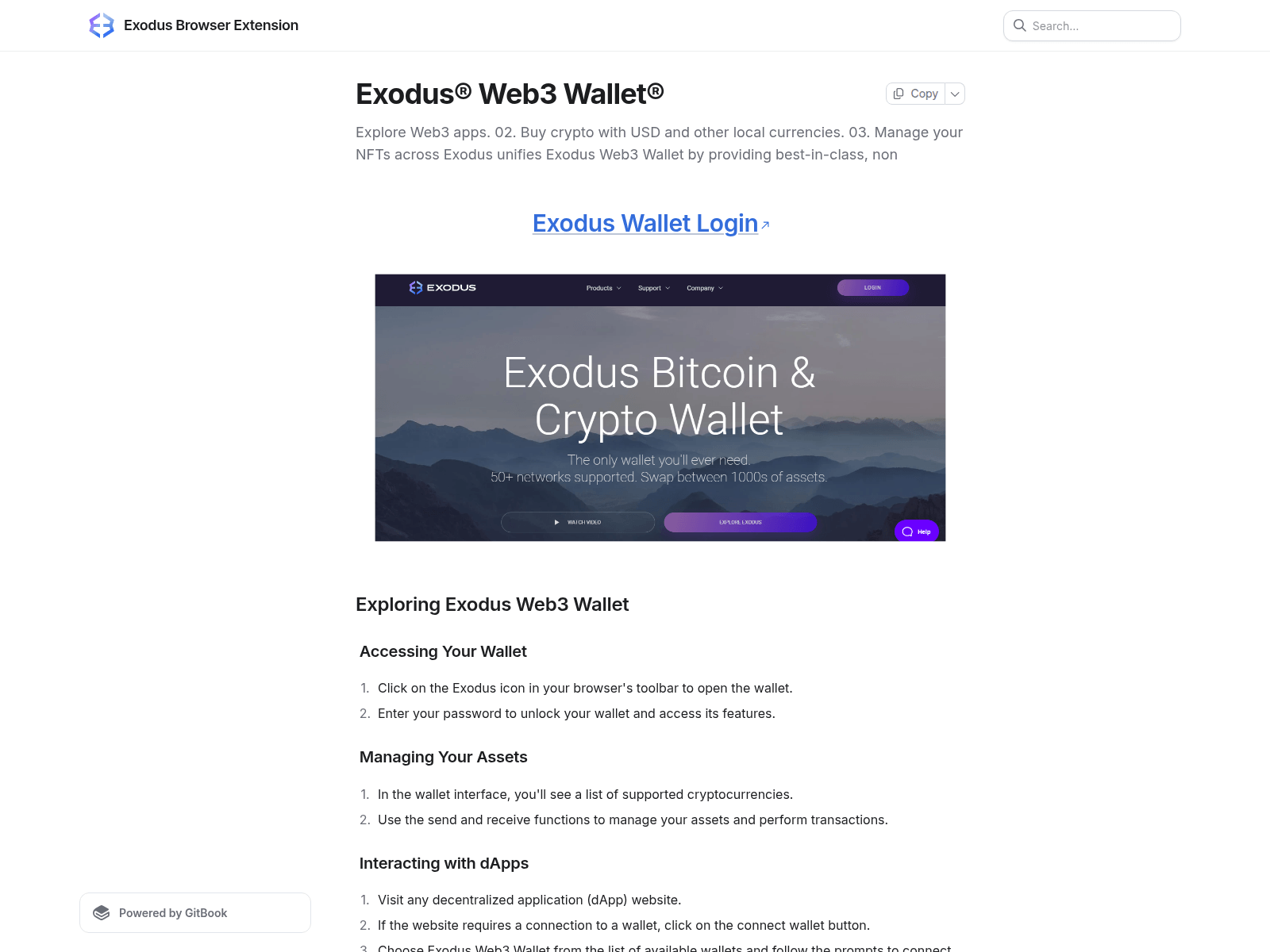 Screenshot of web3aauth-exodus.gitbook.io
