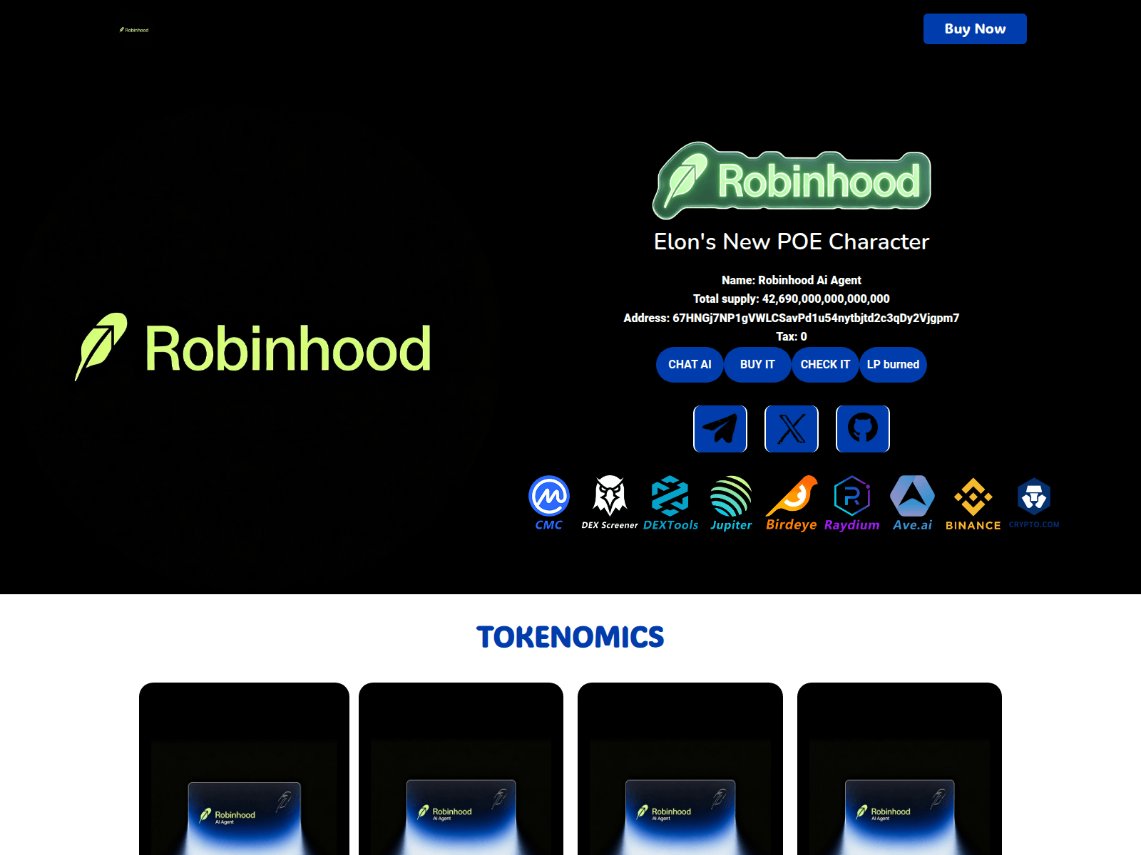 Screenshot of robinhoodaiagent.xyz