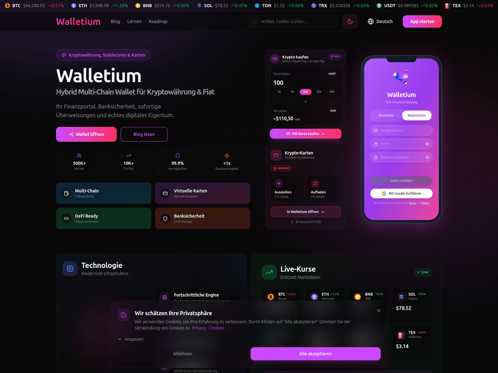Screenshot of walletium.net