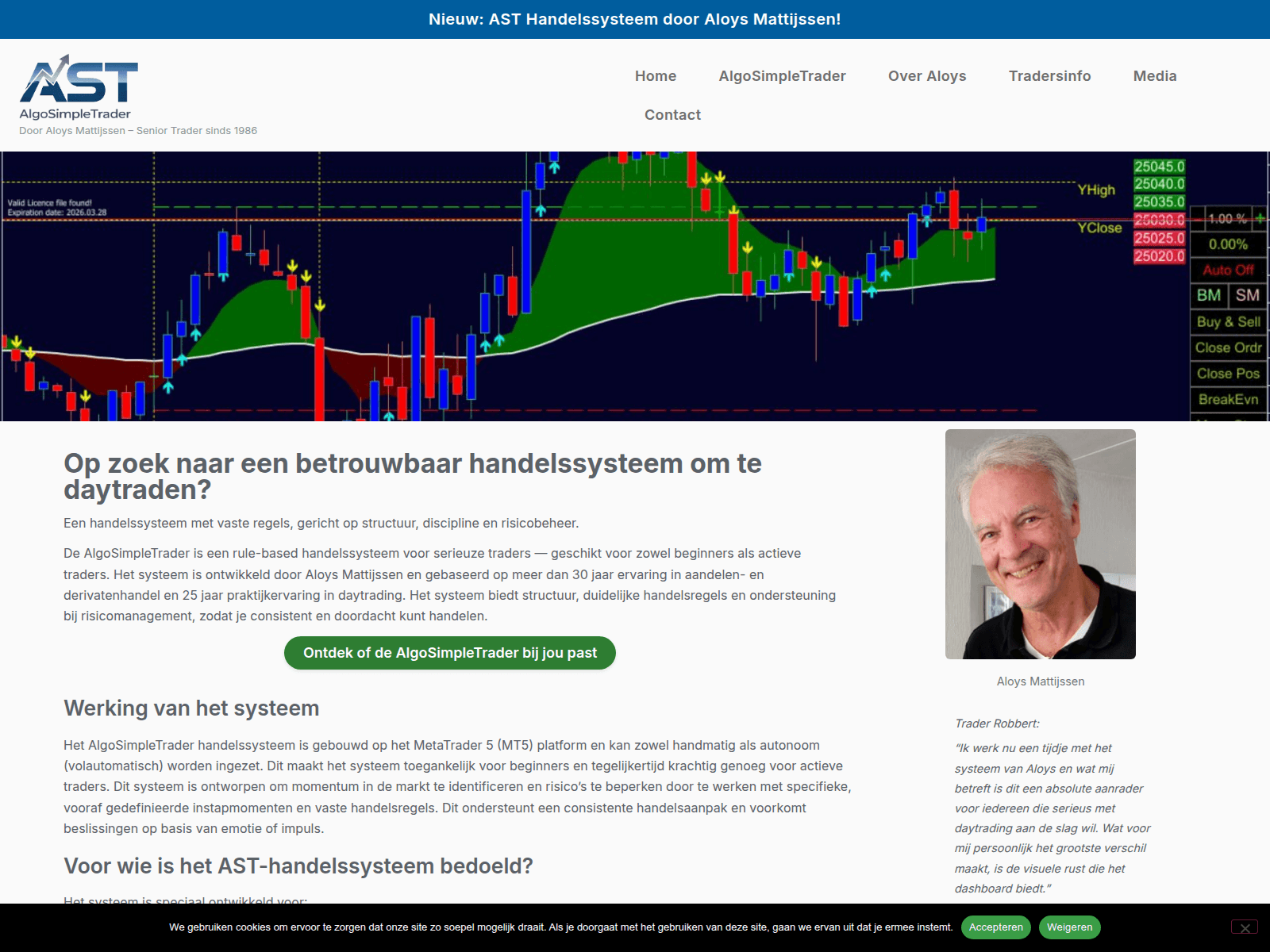 Screenshot of algosimpletrader.com