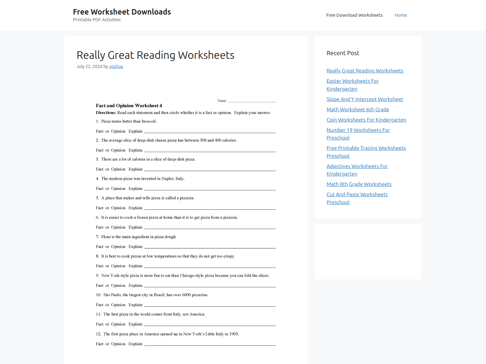 Screenshot of freedownload-worksheets.net