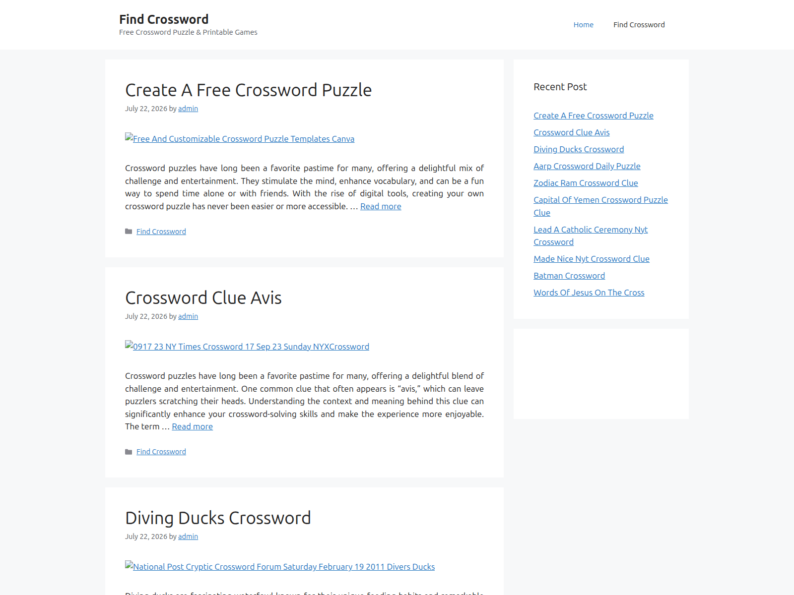 Screenshot of findcrossword.com