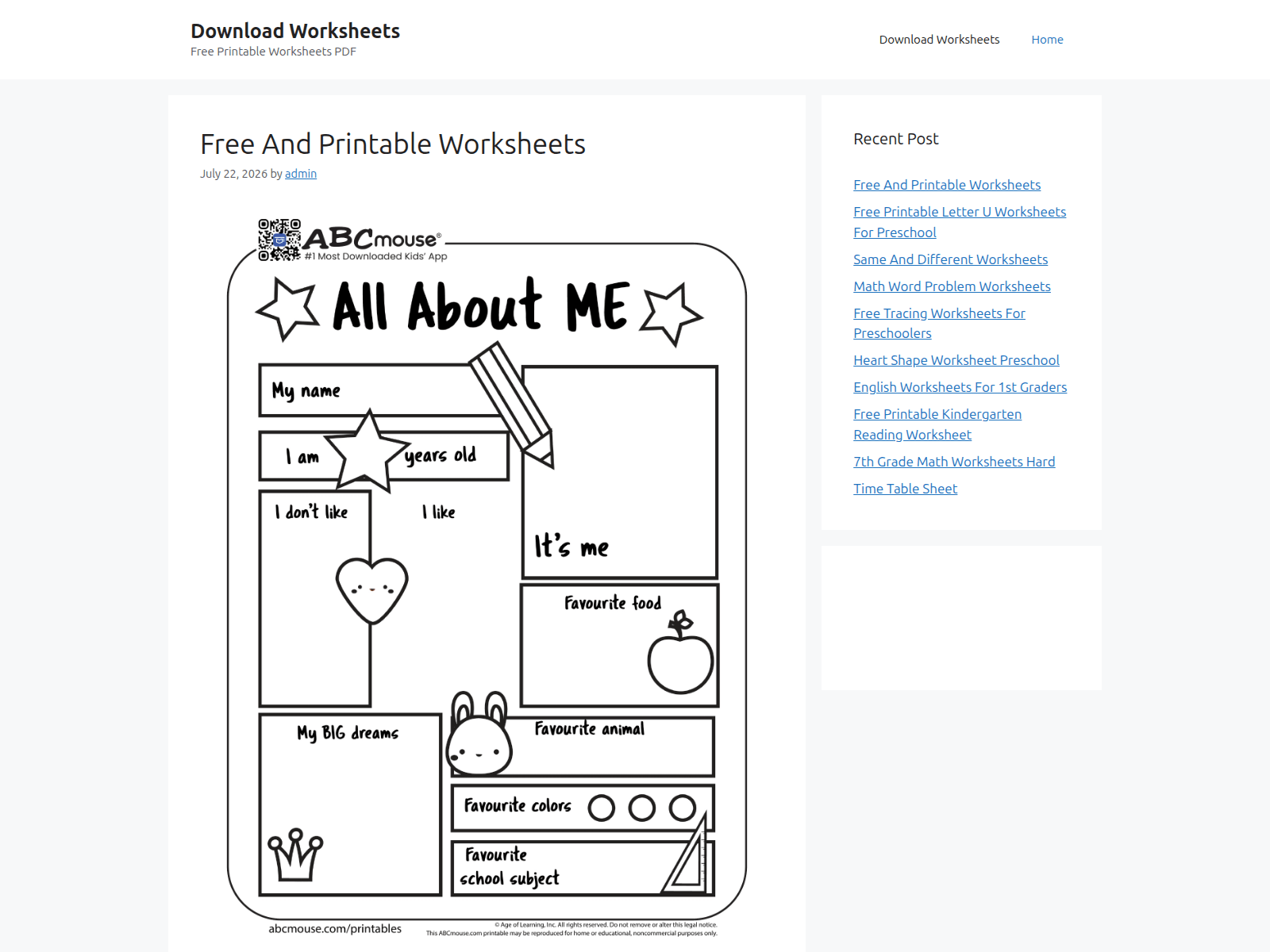 Screenshot of download-worksheets.net
