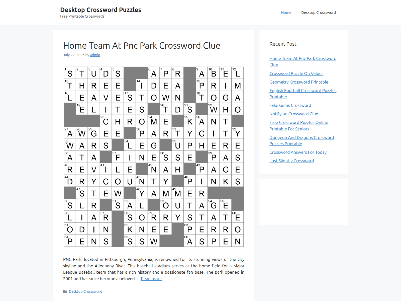 Screenshot of desktop-crossword.com