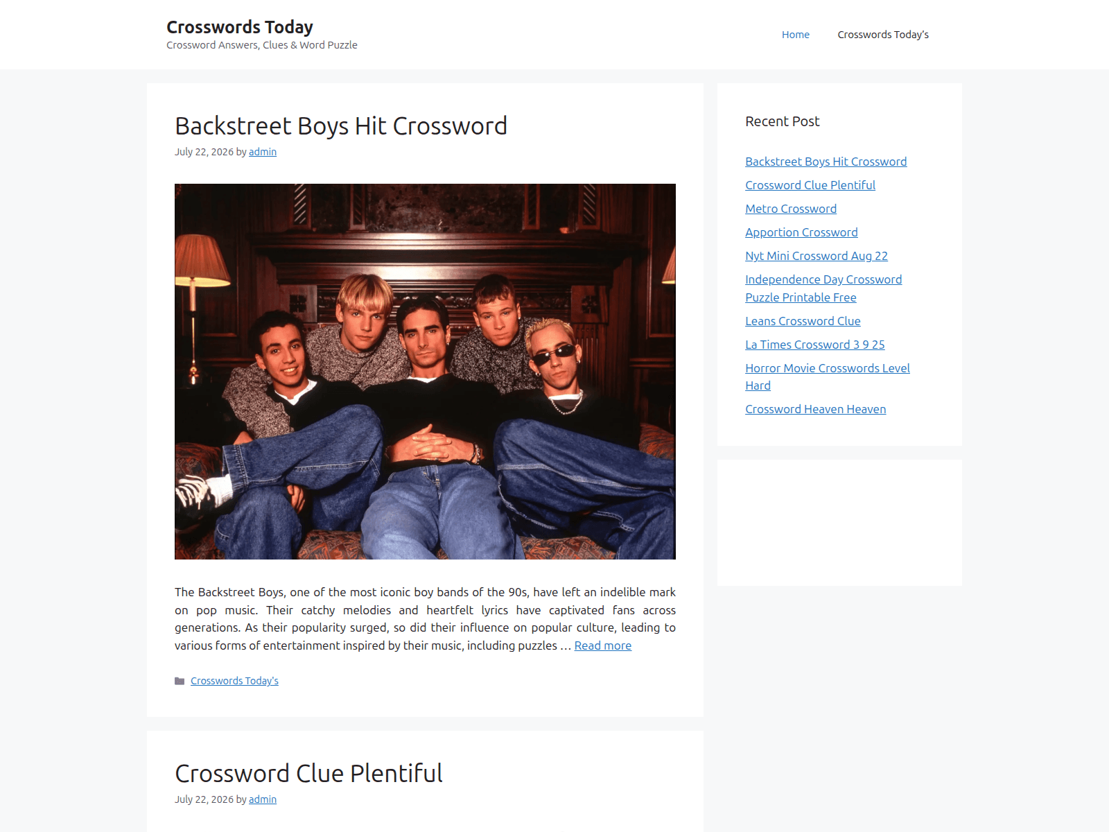 Screenshot of crosswords-today.com