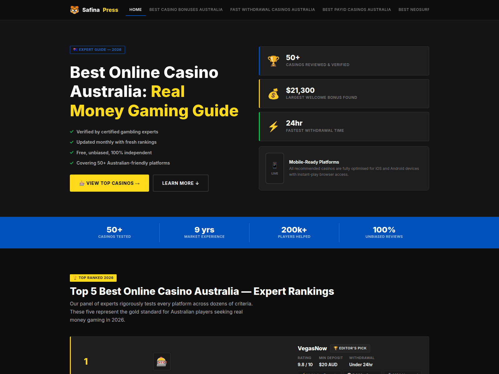 Screenshot of safinapress.com