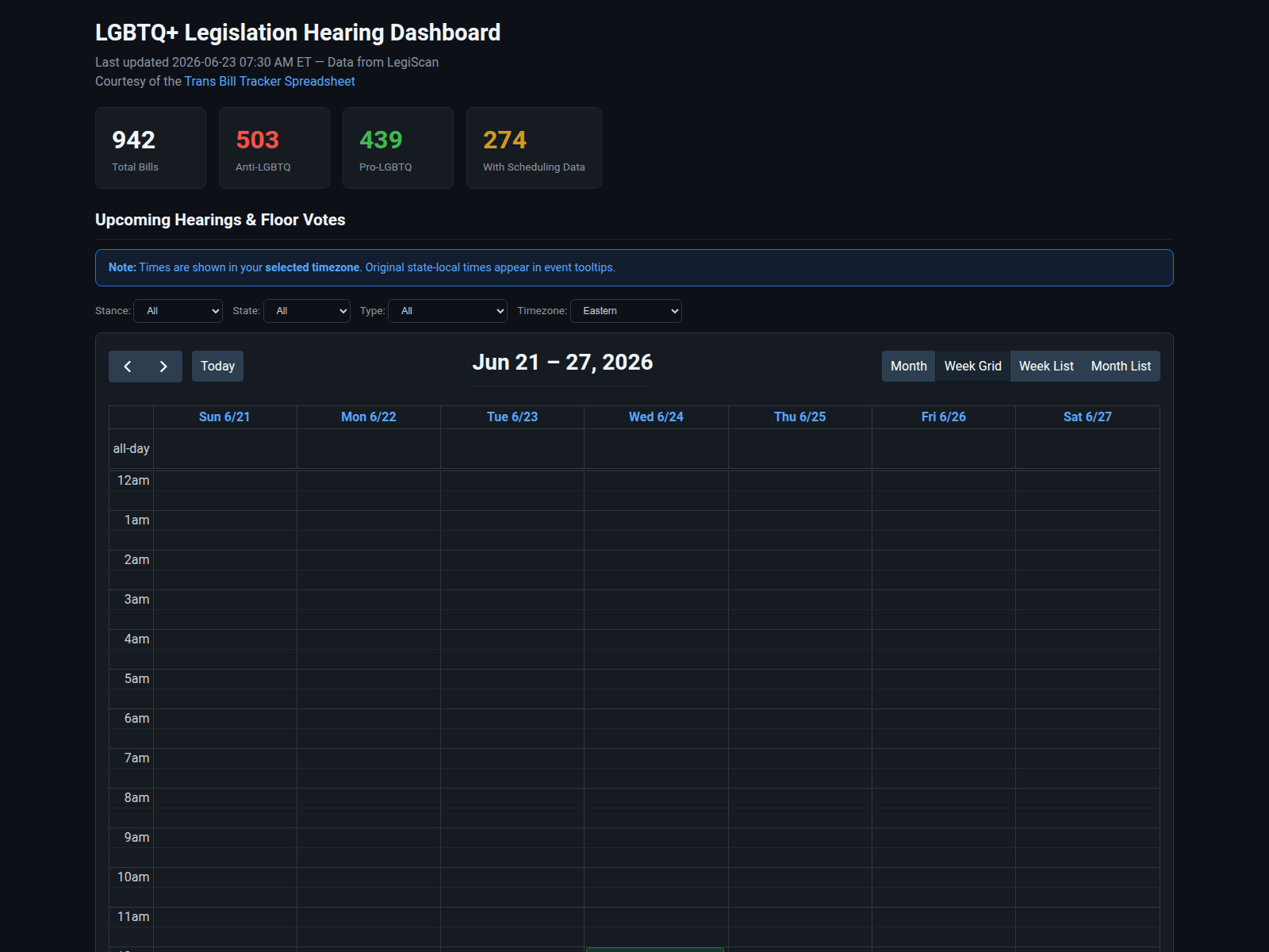 Screenshot of transbilltracker.com