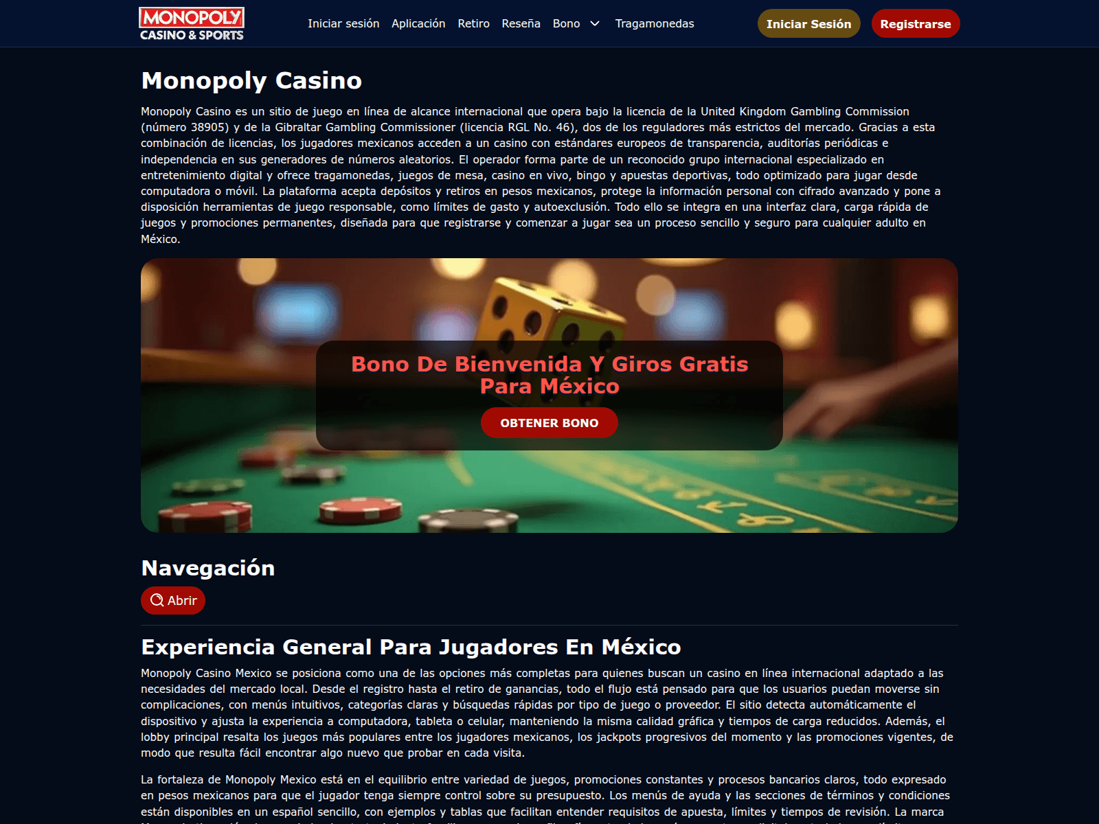 Screenshot of monopolycasino.com.mx