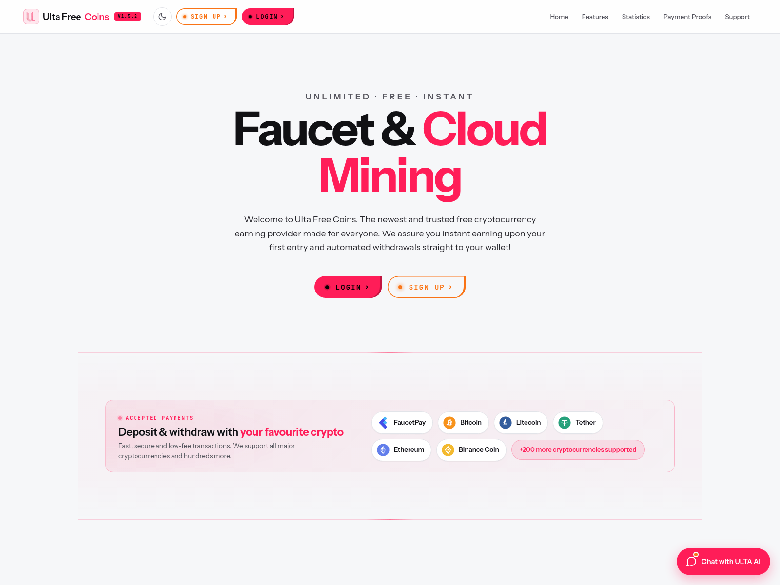 Screenshot of ultafreecoins.com