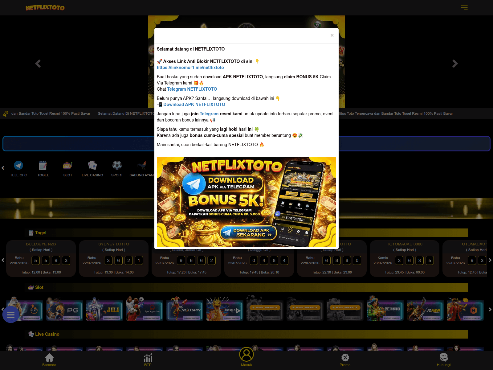 Screenshot of apk1netflixtoto.top