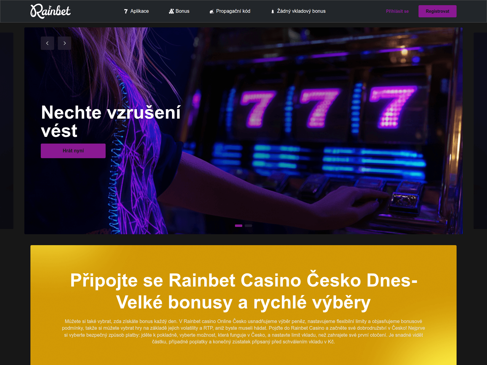 Screenshot of rainbet-cz.cz