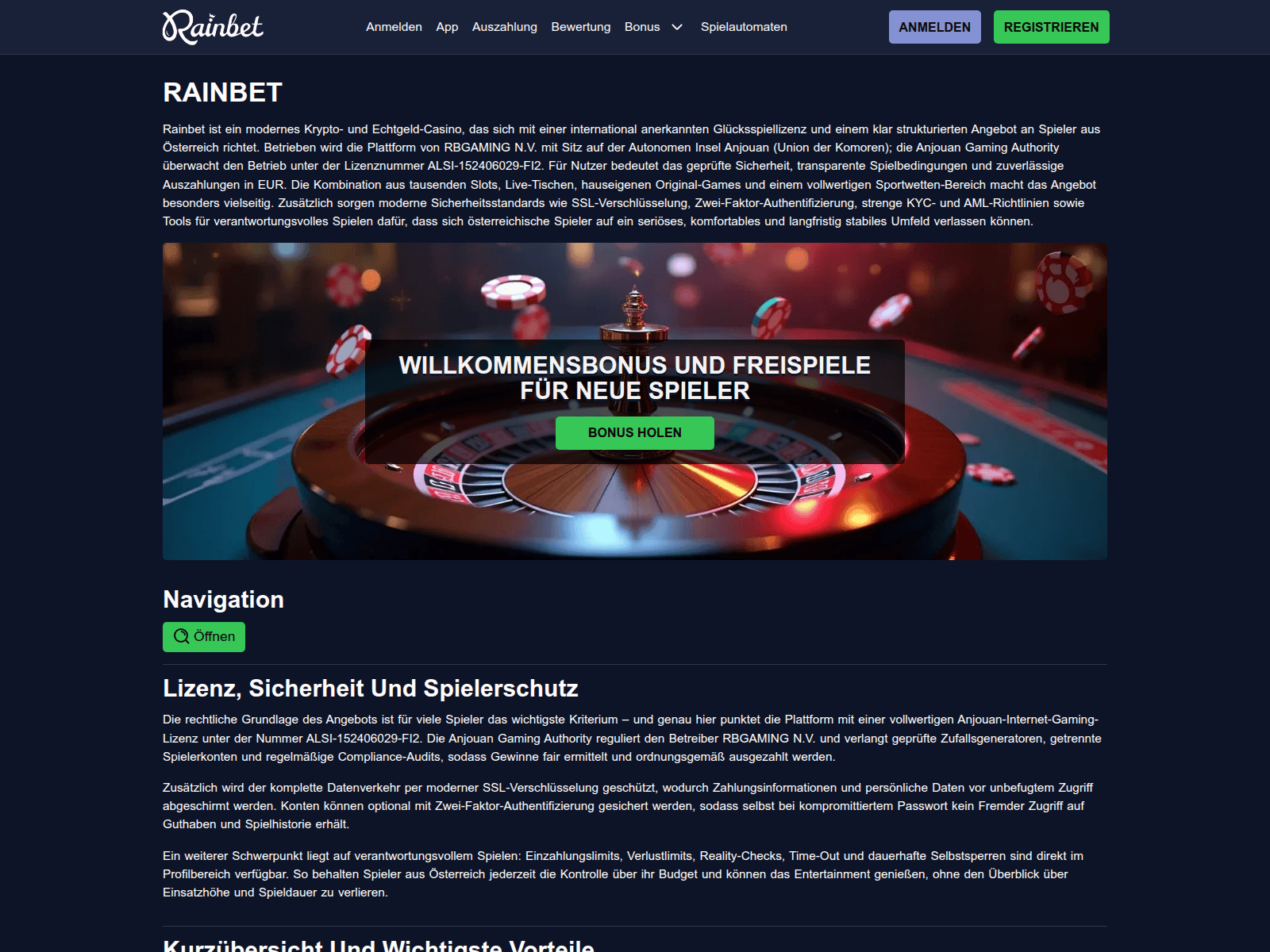Screenshot of rainbet.at