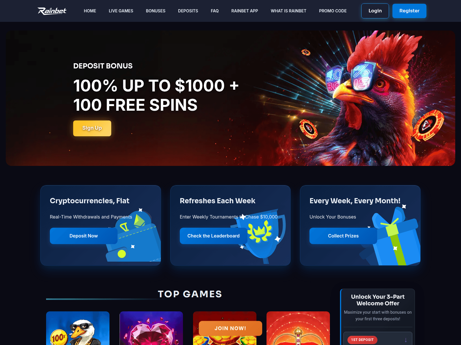 Screenshot of rainbet.co.nz