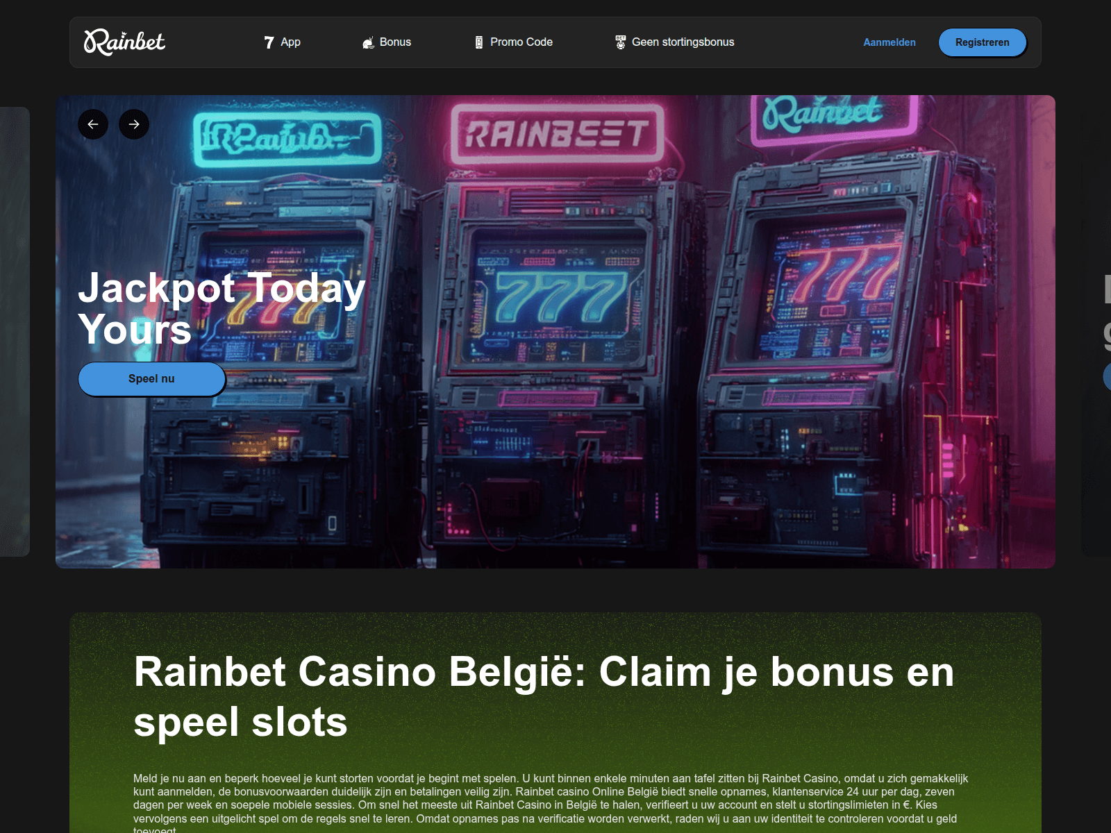 Screenshot of rainbet-be.eu.com