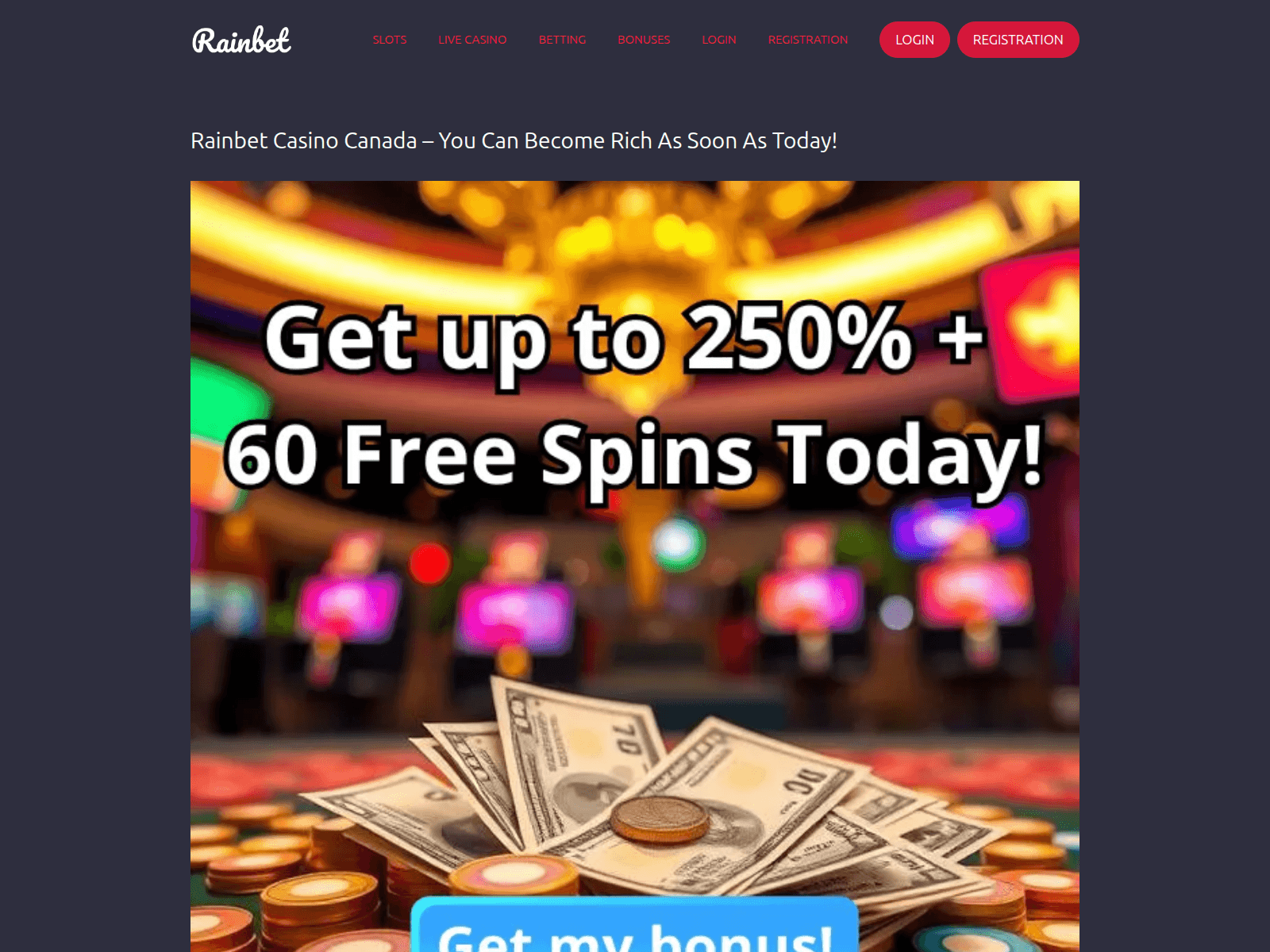 Screenshot of rainbetcanada.com