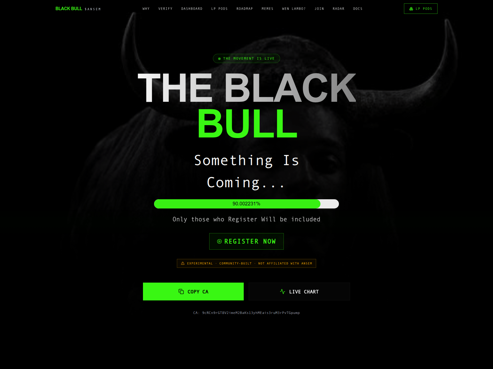 Screenshot of blackbullsolana.xyz