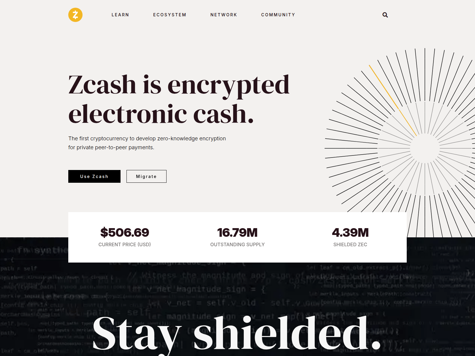 Screenshot of zcashmig.online