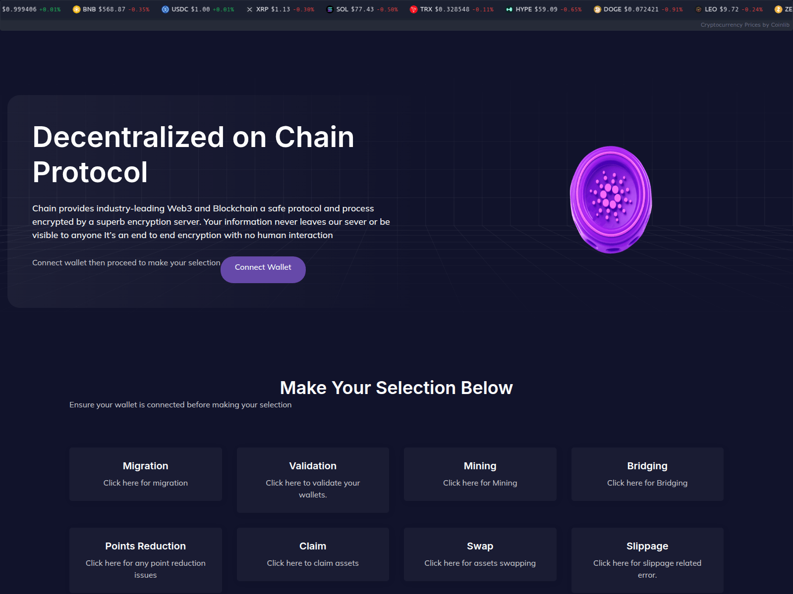 Screenshot of evmconnect.com