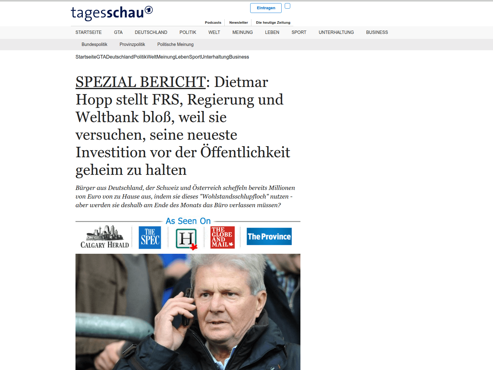 Screenshot of tagesschau24-290125.totalh.net