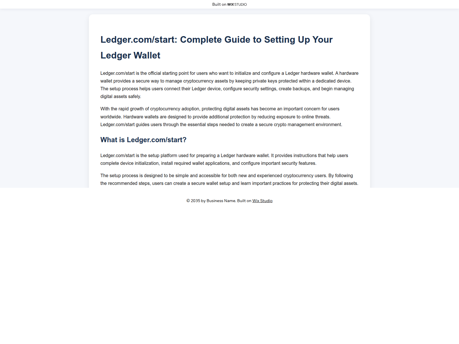 Screenshot of startmyledger.wixstudio.com