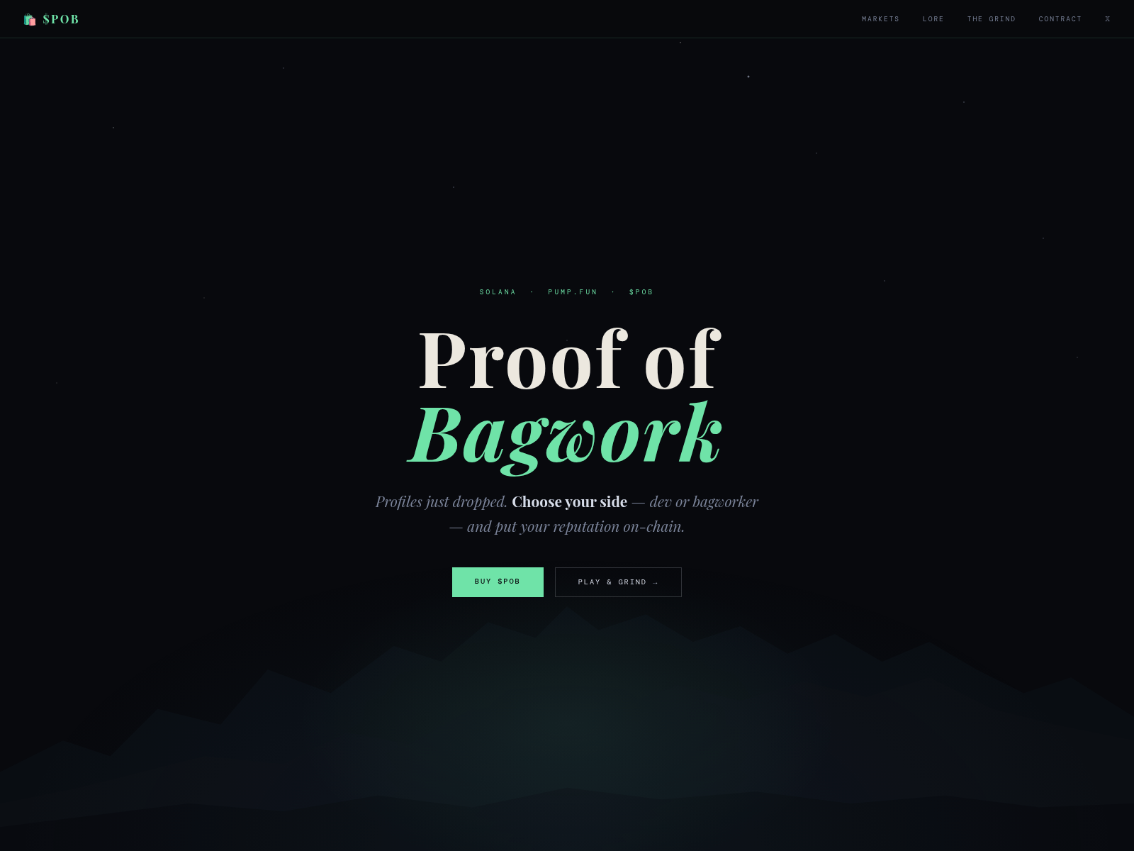 Screenshot of proofofbagwork.xyz