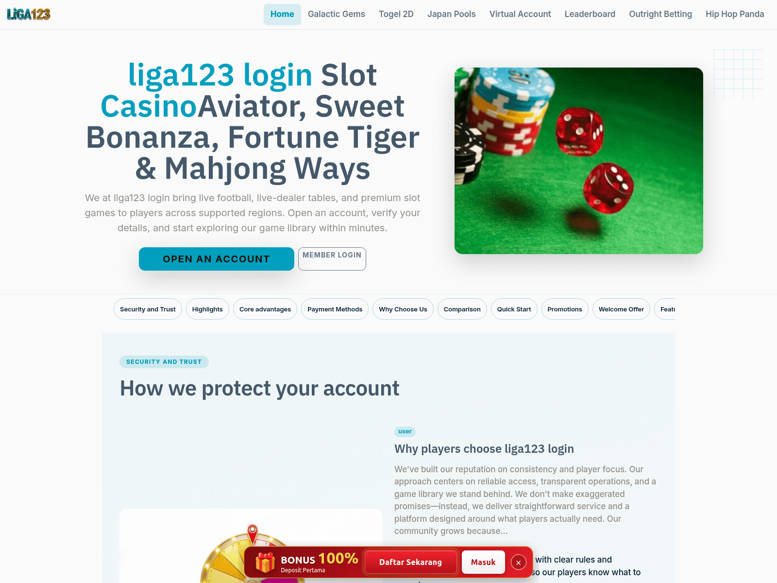 Screenshot of liga123login.com