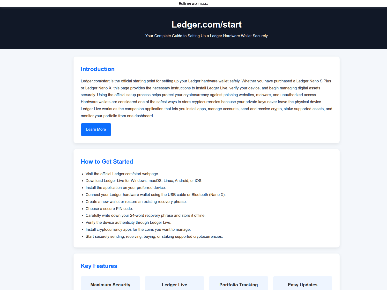 Screenshot of ledgeapp-iostartr.wixstudio.com