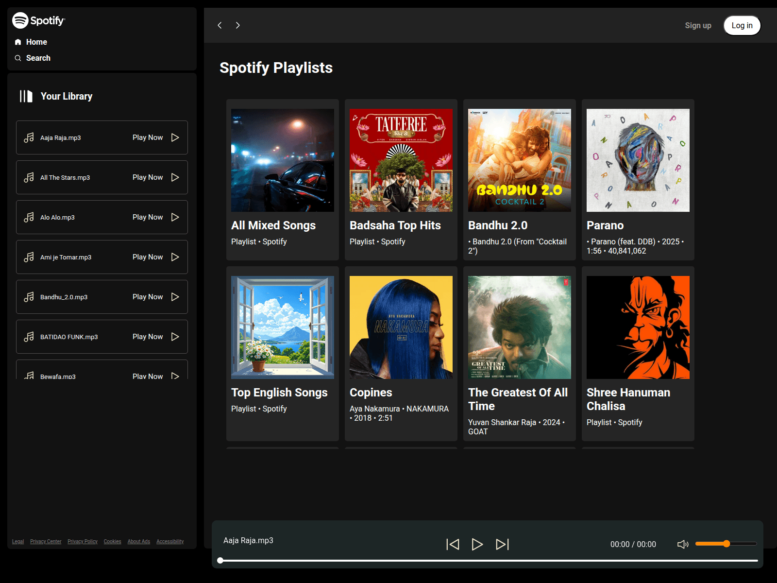 Screenshot of spotify-clone-mustr.netlify.app