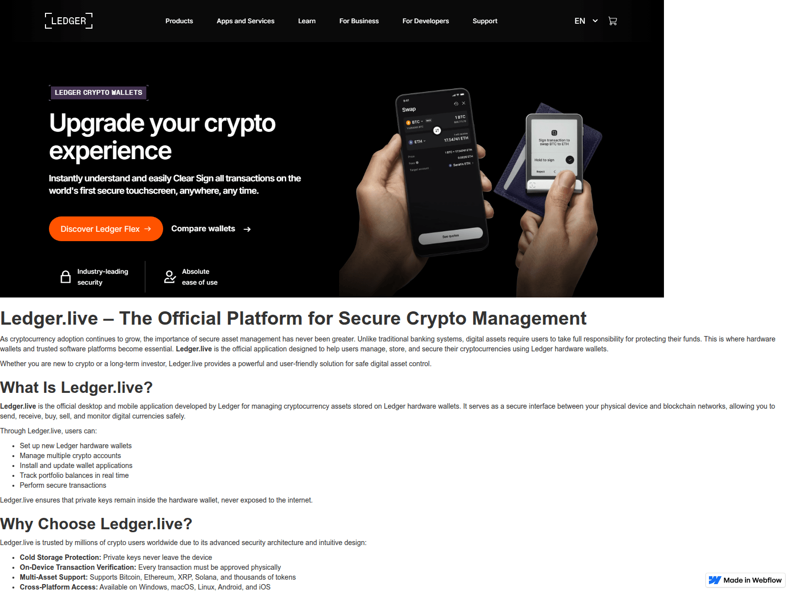 Screenshot of usa-ledggr-live.webflow.io