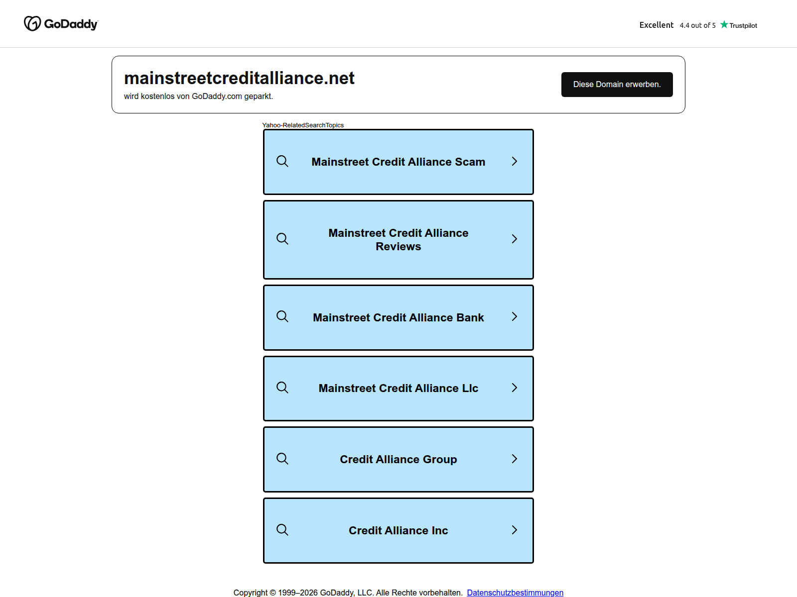 Знімок екрана mainstreetcreditalliance.net