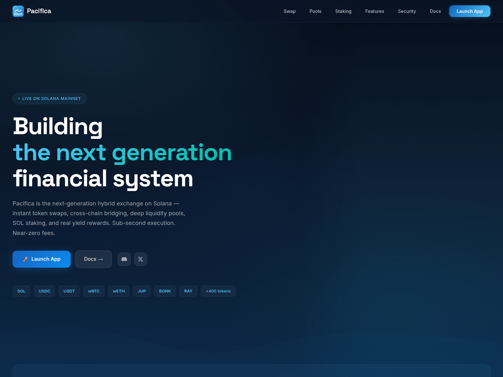 Screenshot of pacifica-dex.org