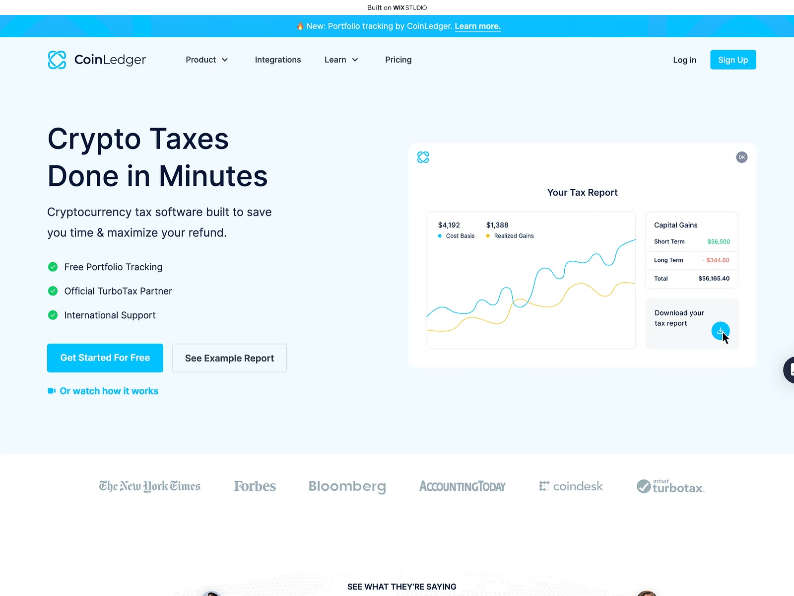 Screenshot of log-coinleddgr.wixstudio.com