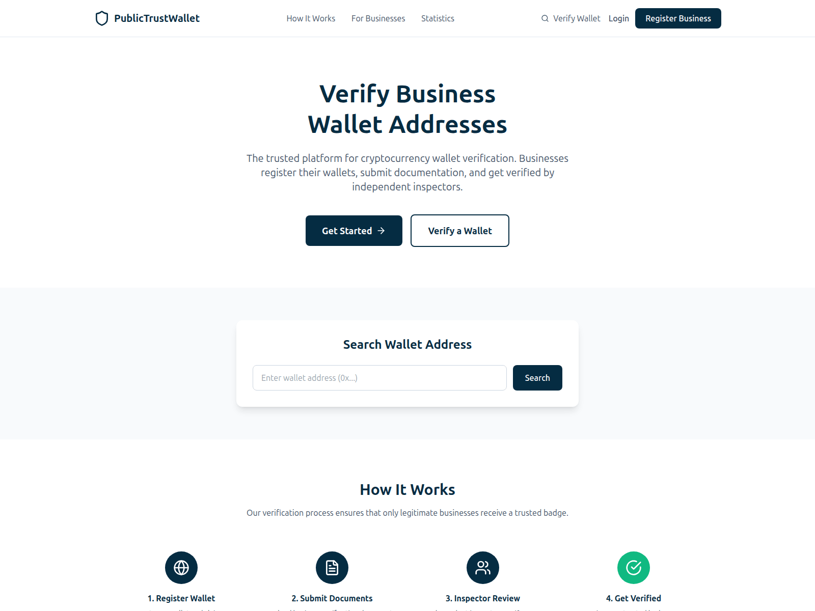 Знімок екрана publictrustwallet.com