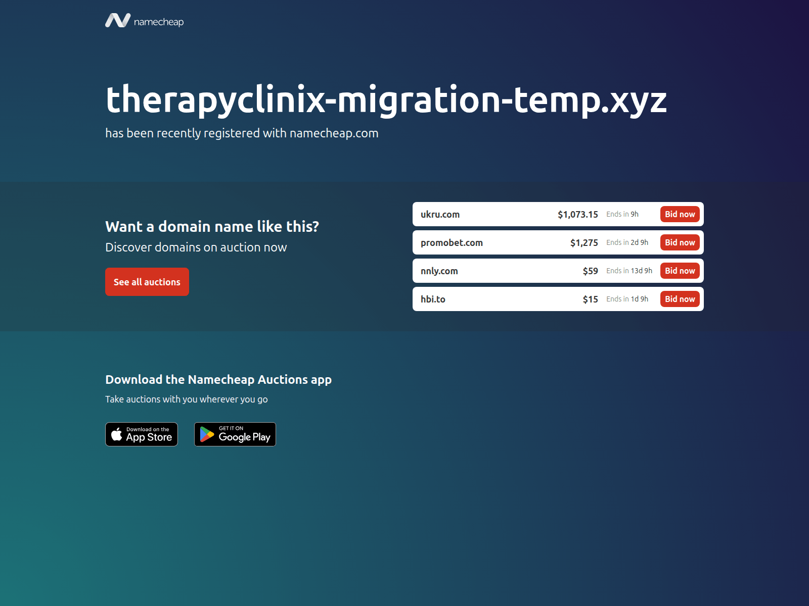 Screenshot of therapyclinix-migration-temp.xyz