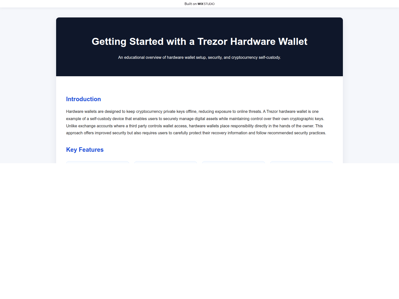 Screenshot of io-started-trezo.wixstudio.com