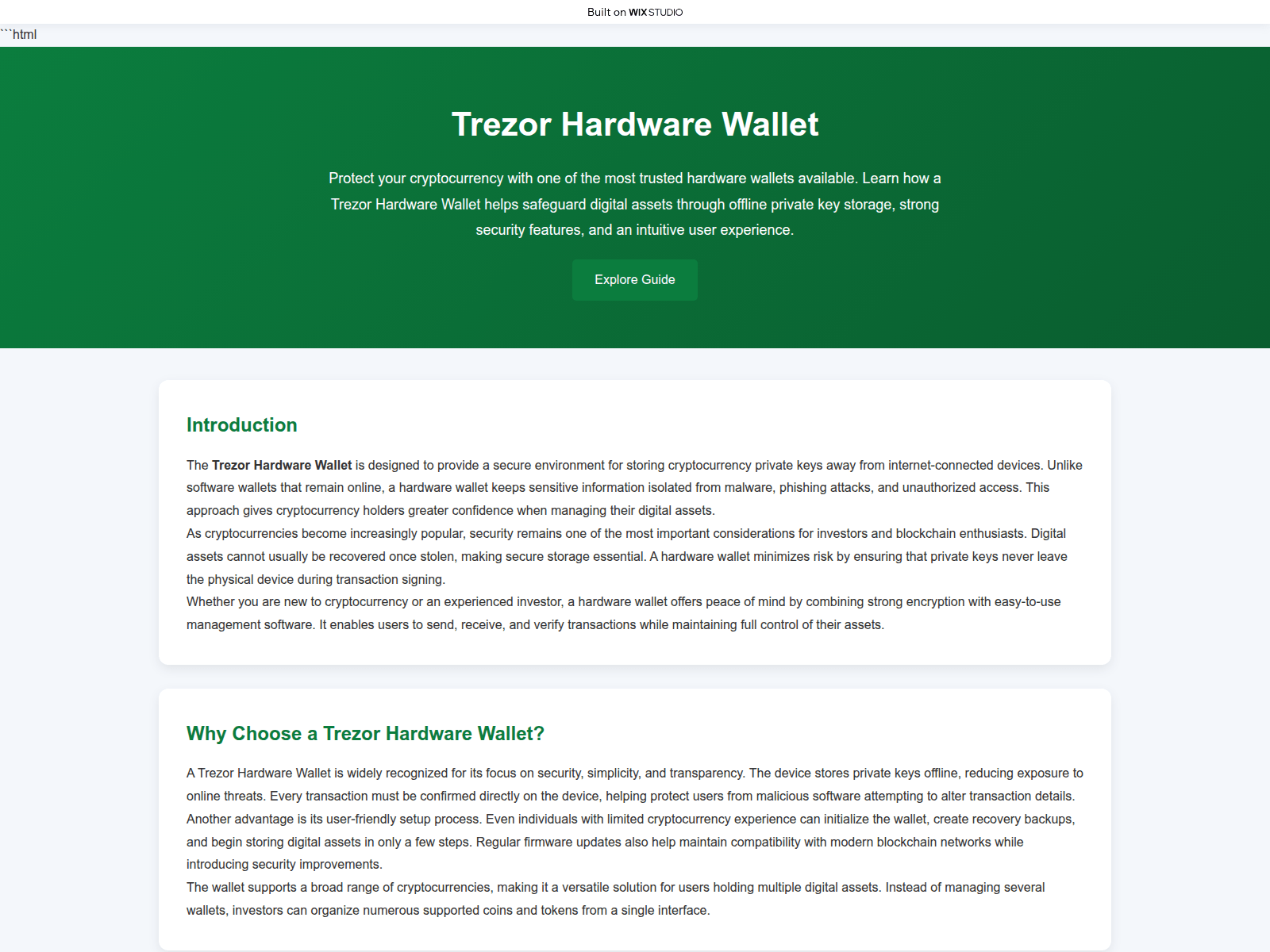 Screenshot of officialhardwaretrez.wixstudio.com